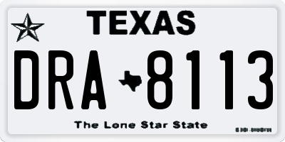 TX license plate DRA8113