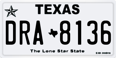 TX license plate DRA8136