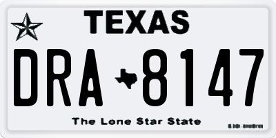 TX license plate DRA8147