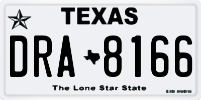 TX license plate DRA8166