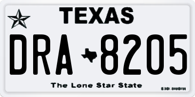 TX license plate DRA8205
