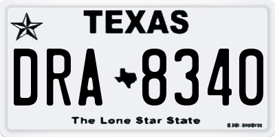 TX license plate DRA8340
