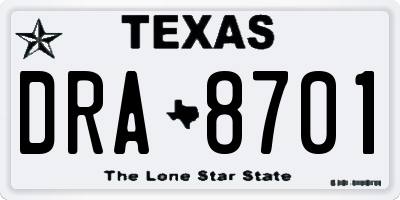 TX license plate DRA8701