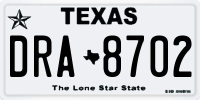 TX license plate DRA8702