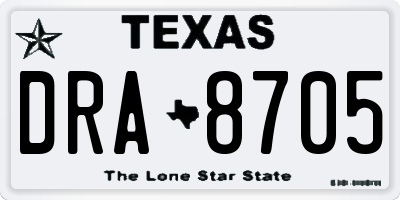 TX license plate DRA8705