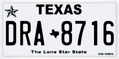 TX license plate DRA8716