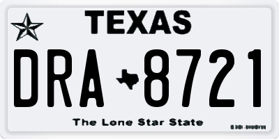 TX license plate DRA8721