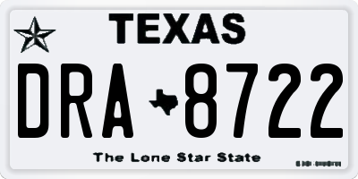 TX license plate DRA8722