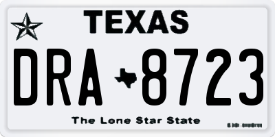 TX license plate DRA8723