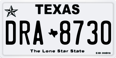 TX license plate DRA8730