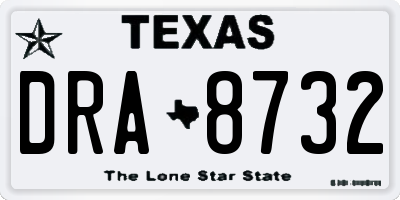 TX license plate DRA8732