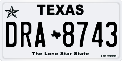 TX license plate DRA8743