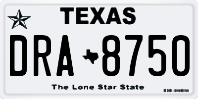 TX license plate DRA8750
