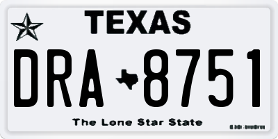 TX license plate DRA8751
