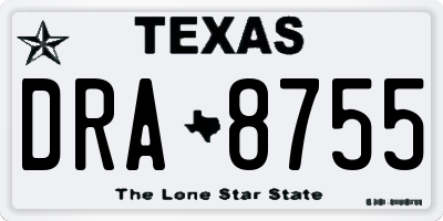 TX license plate DRA8755