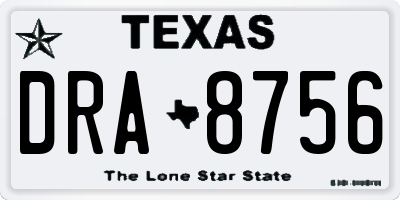 TX license plate DRA8756