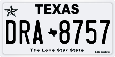 TX license plate DRA8757