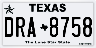 TX license plate DRA8758