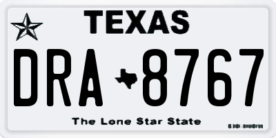 TX license plate DRA8767
