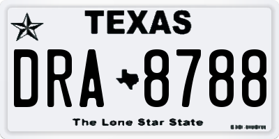 TX license plate DRA8788