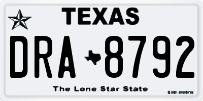 TX license plate DRA8792
