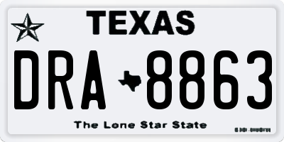 TX license plate DRA8863