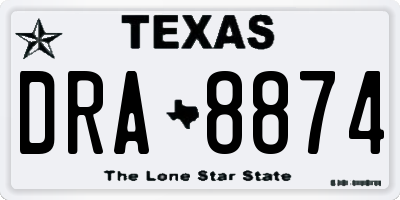 TX license plate DRA8874