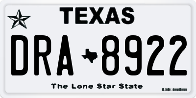 TX license plate DRA8922