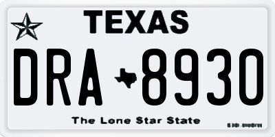 TX license plate DRA8930
