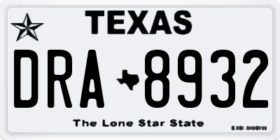 TX license plate DRA8932