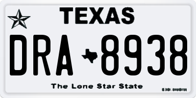 TX license plate DRA8938