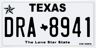 TX license plate DRA8941
