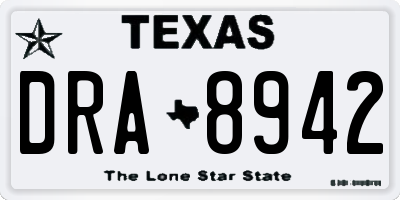 TX license plate DRA8942