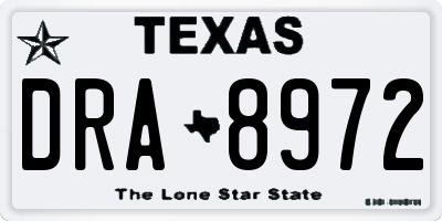 TX license plate DRA8972
