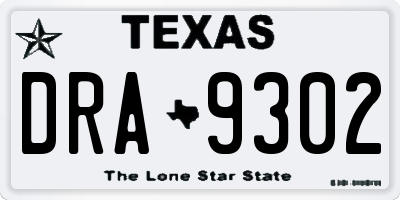 TX license plate DRA9302