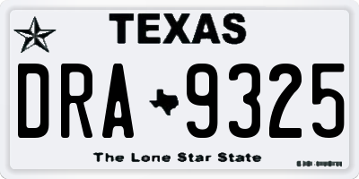 TX license plate DRA9325