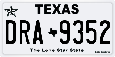 TX license plate DRA9352