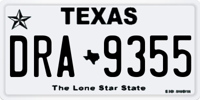 TX license plate DRA9355