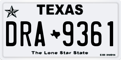 TX license plate DRA9361