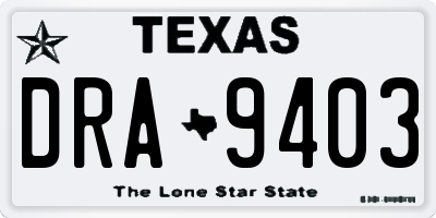 TX license plate DRA9403