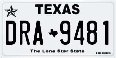 TX license plate DRA9481