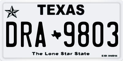 TX license plate DRA9803