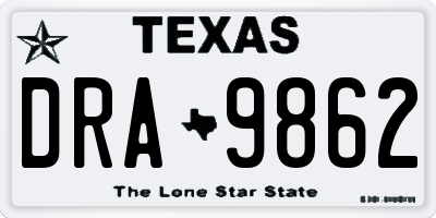 TX license plate DRA9862