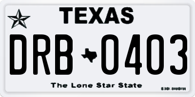 TX license plate DRB0403