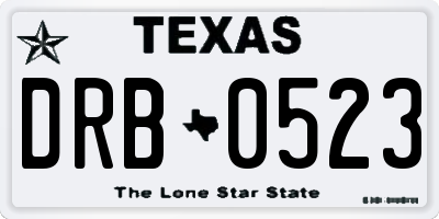 TX license plate DRB0523