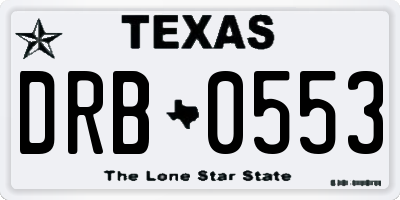 TX license plate DRB0553