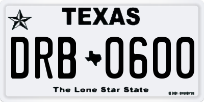 TX license plate DRB0600