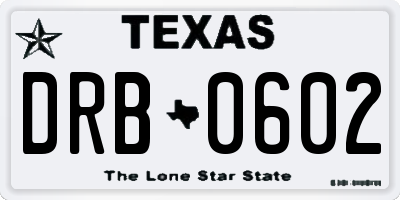 TX license plate DRB0602