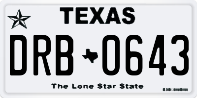 TX license plate DRB0643