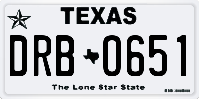 TX license plate DRB0651